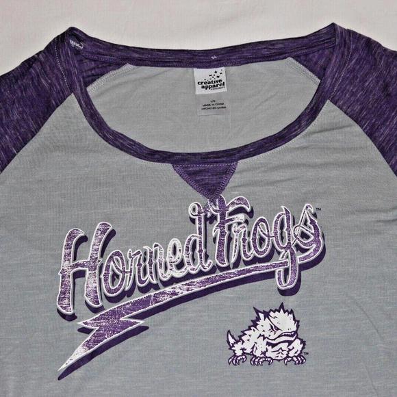 NWT CREATIVE APPAREL WOMENS NCAA TEXAS CHRISTIAN HORNED FROGS PULLOVER SHIRT - Picture 2 of 8